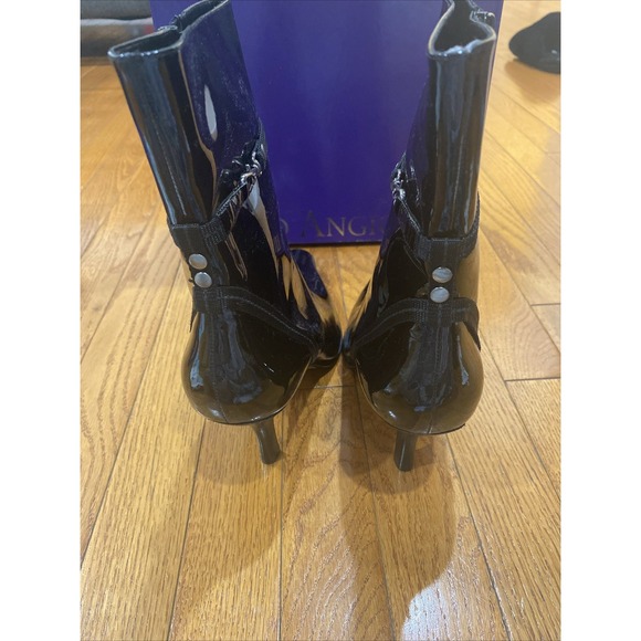 Enzo Angiolini Aedizzt Black Patent Boots Heel Pointed Toe Bootie She 9.5 Shiny - Picture 7 of 12
